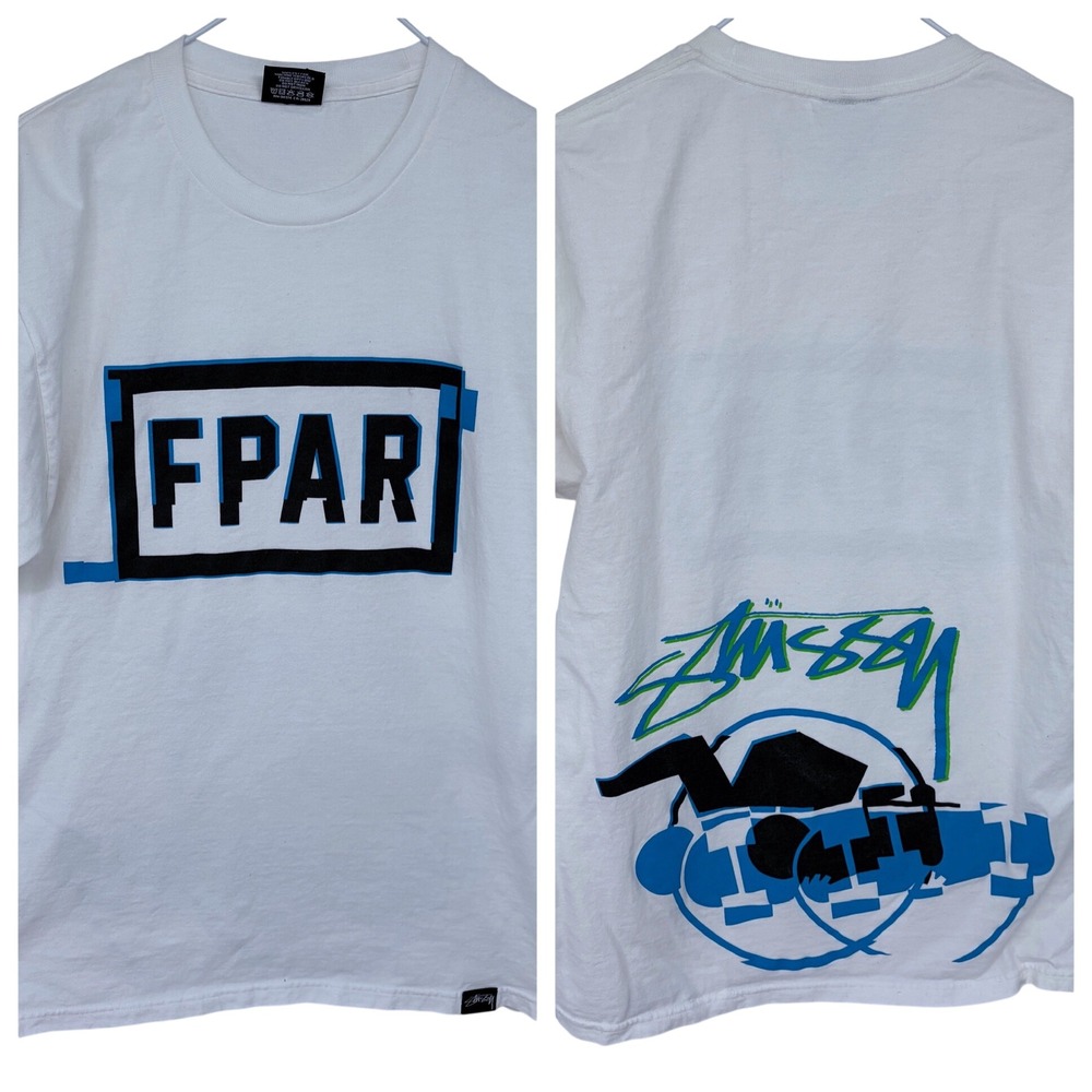 White Stussy FPAR‎ T Shirt Medium Collab Cotton Skater Skateboard